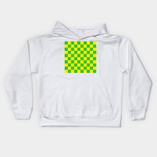 Checkerboard Square Seamless Pattern - Yellow & Green Kids Hoodie
